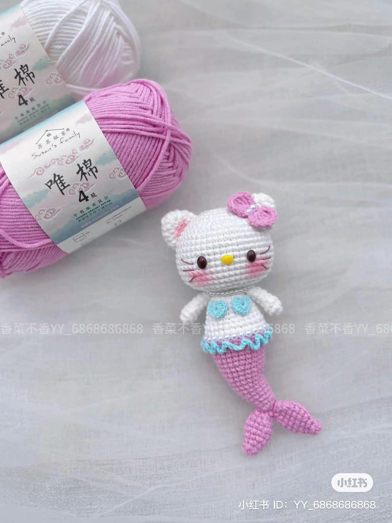 Crochet Mermaid Kitty Amigurumi Pattern Chart