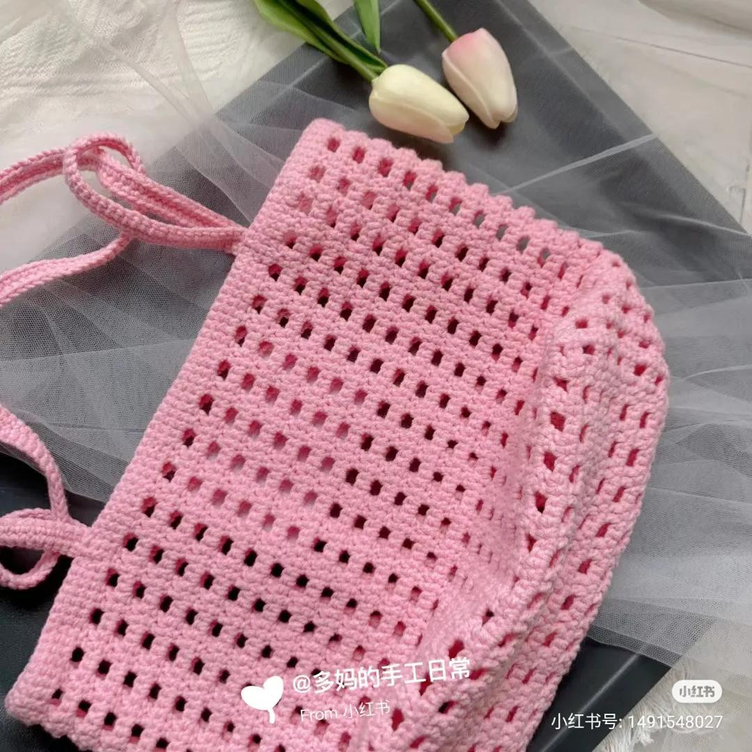 Crochet Mesh Bag Flat Chart Pattern with Color Guide