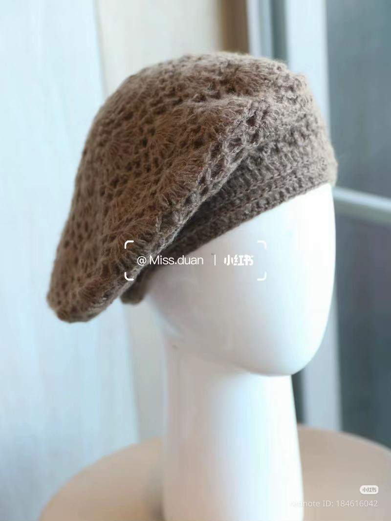 Crochet Mesh Beret Hat Flat Chart Pattern