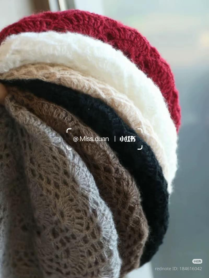 Crochet Mesh Beret Hat Flat Chart Pattern