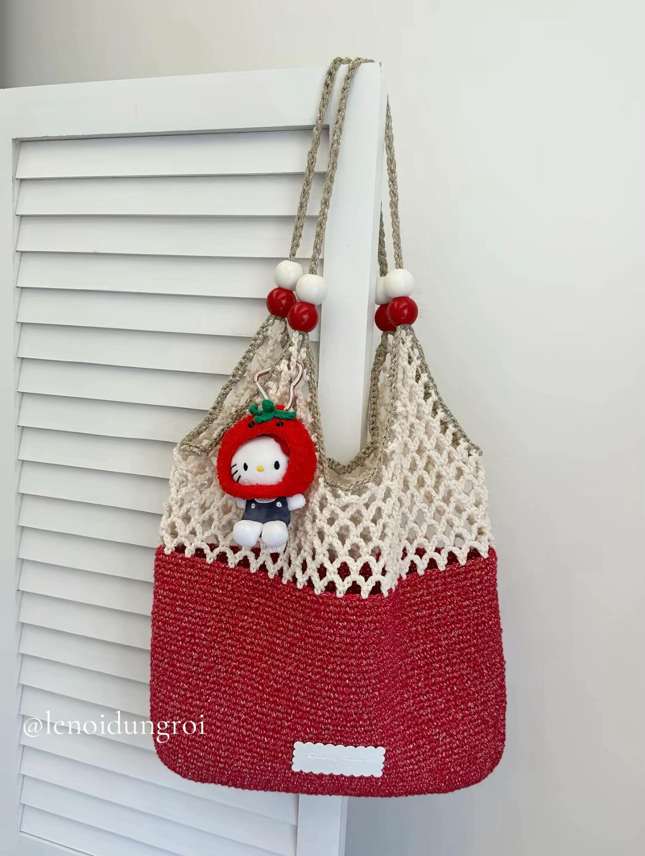 Crochet Mesh Tote Bag Pattern Chart - Blue and Brown