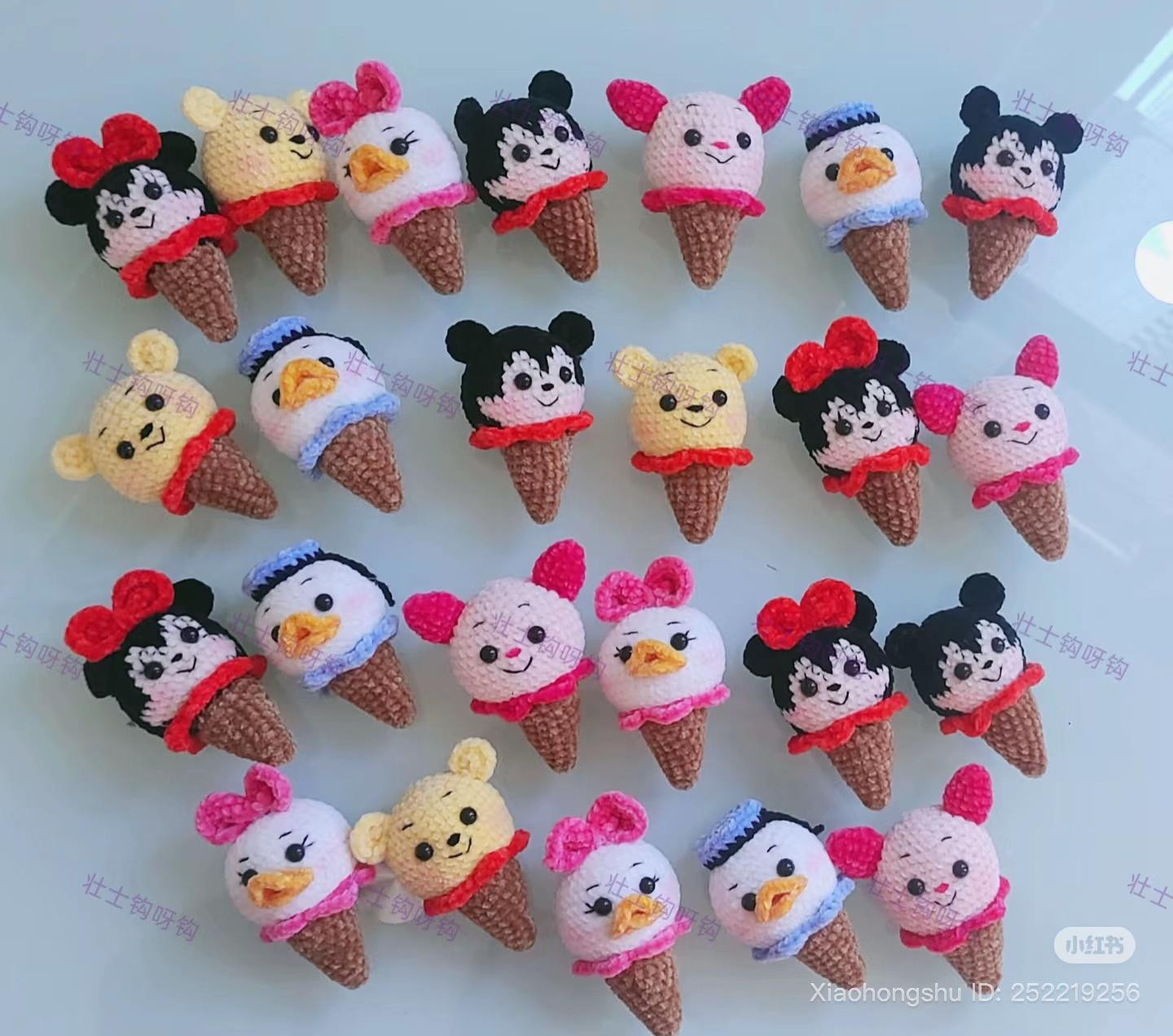 Crochet Mickey and Minnie Ice Cream Cone Pattern Chart