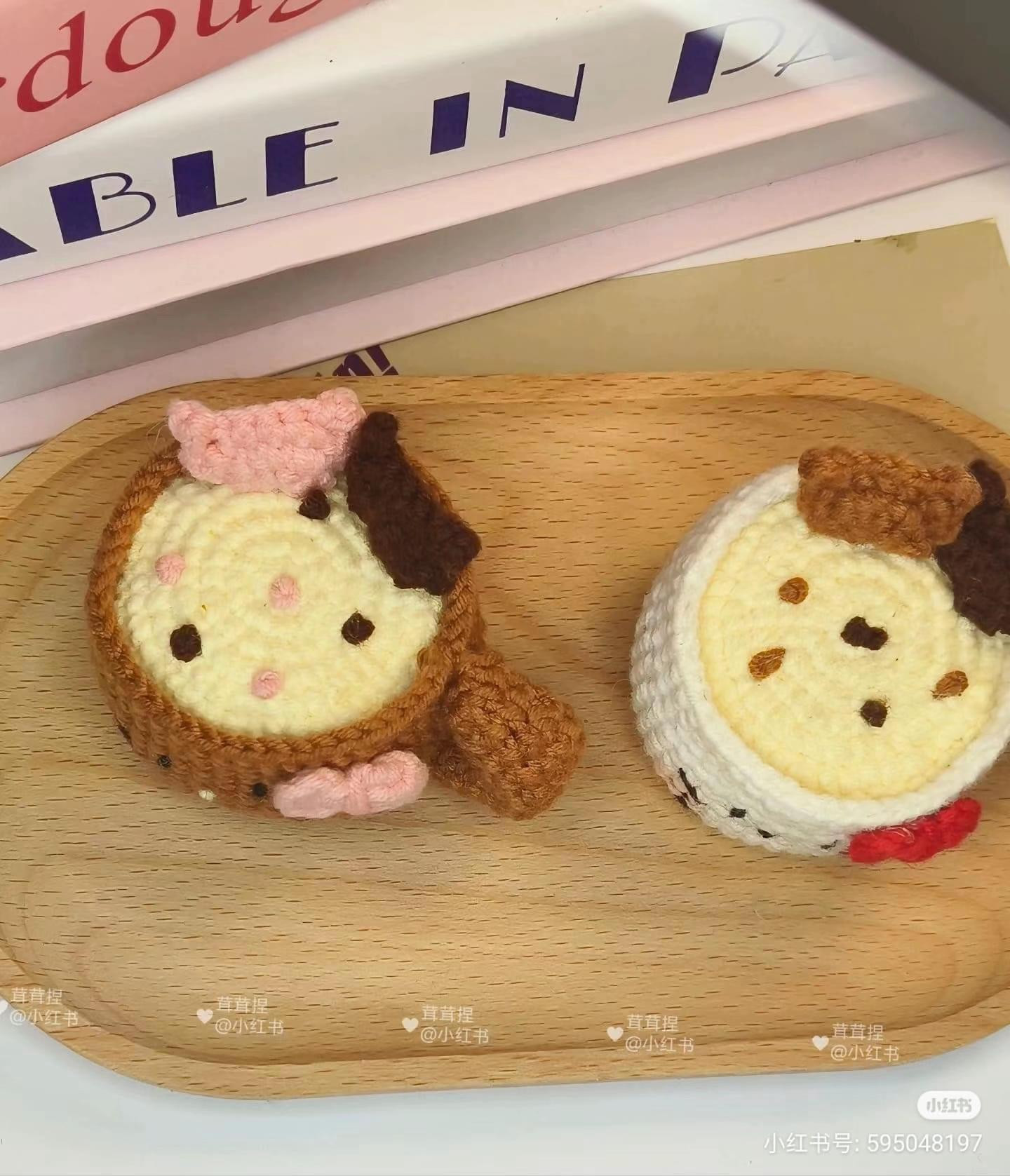 Crochet Milk Tea Cookie and Strawberry Cake Flat Chart