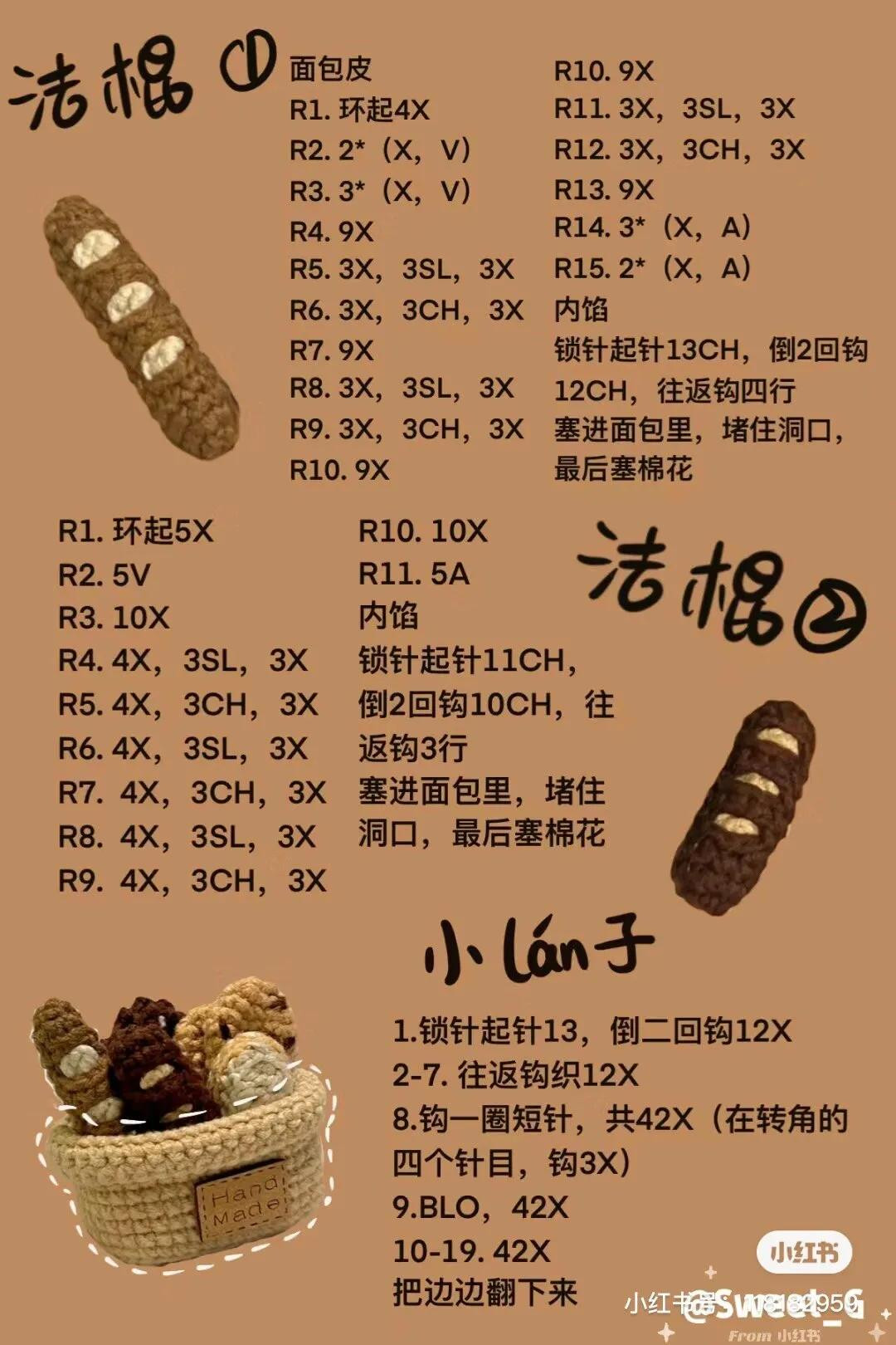 Crochet Mini Bakery Basket: Baguette, Taiyaki, and Pretzel Pattern