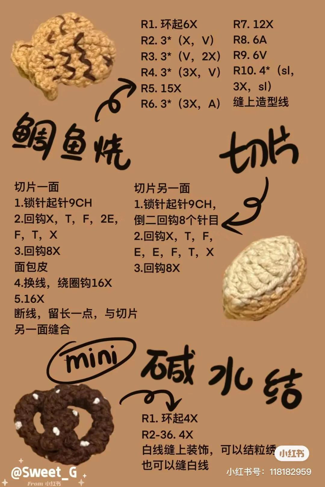 Crochet Mini Bakery Basket: Baguette, Taiyaki, and Pretzel Pattern