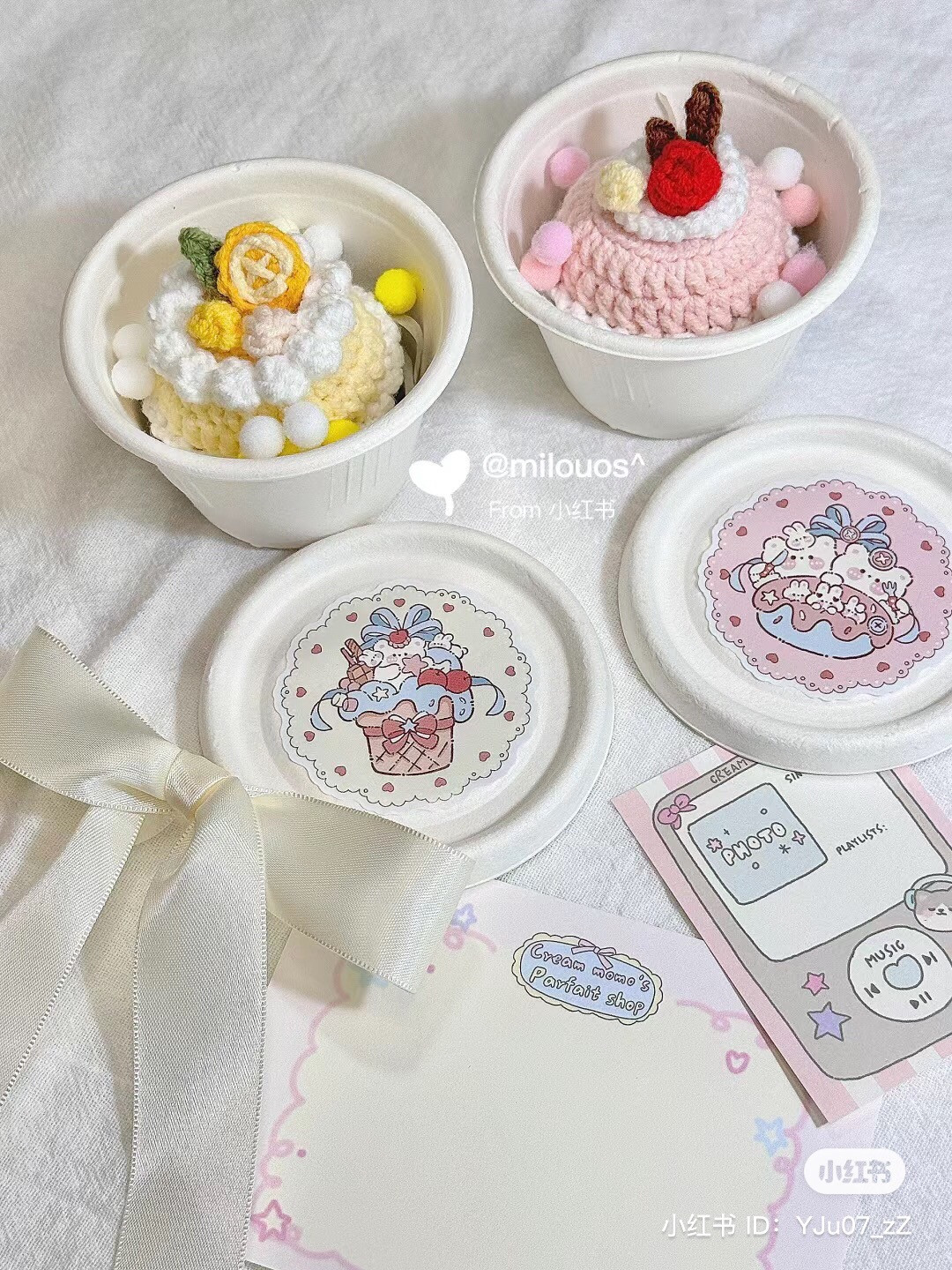 Crochet Mini Cupcake Pattern: Pink & Yellow with Cream Topping