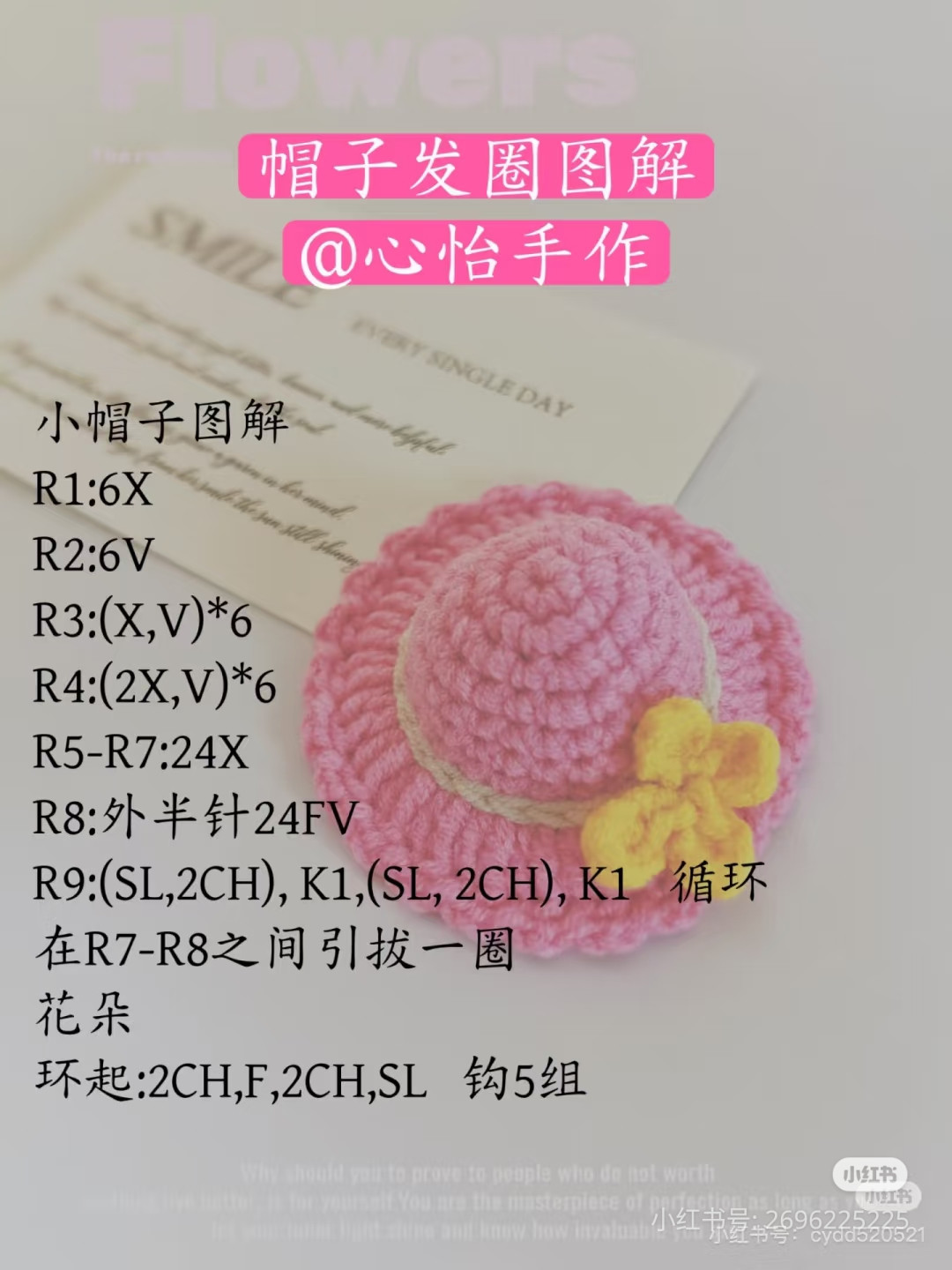 Crochet Mini Hat and Flip Flop Hair Accessories Chart