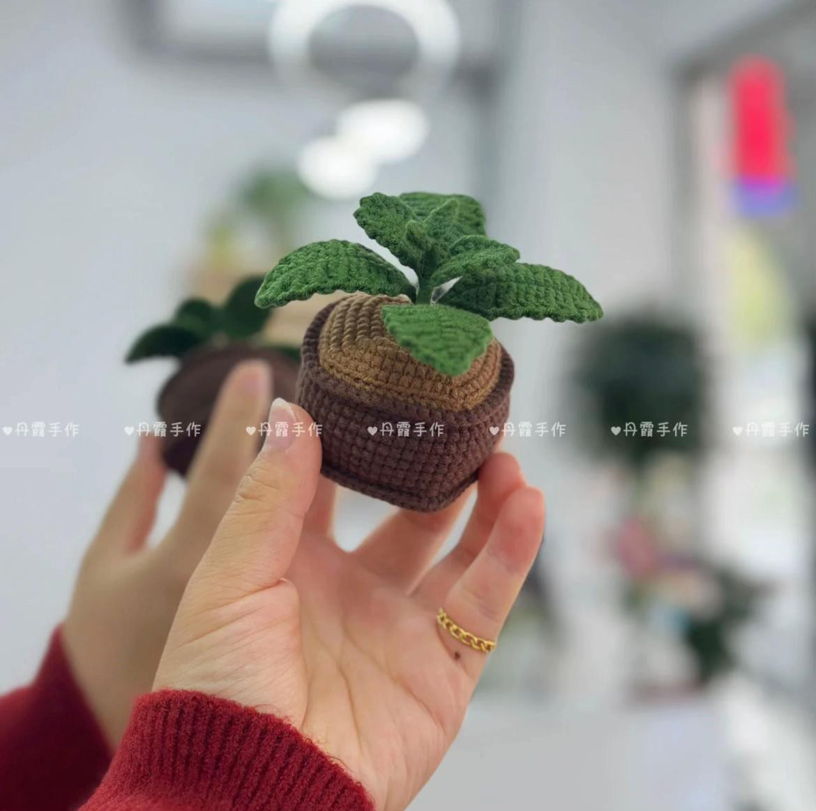 Crochet Mini Mint Potted Plant Pattern with Chart