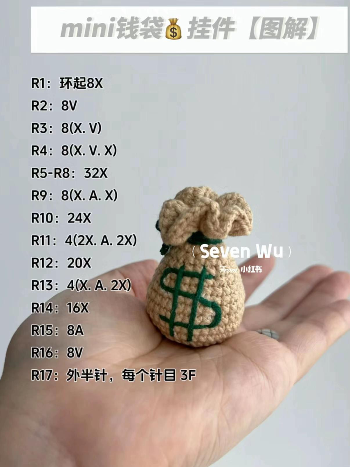 Crochet Mini Money Bag Keychain Pattern Tutorial