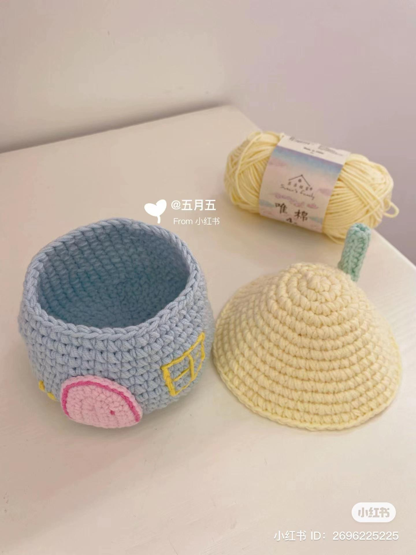 Crochet Mini Mushroom House Bag Pattern with Chart Tutorial