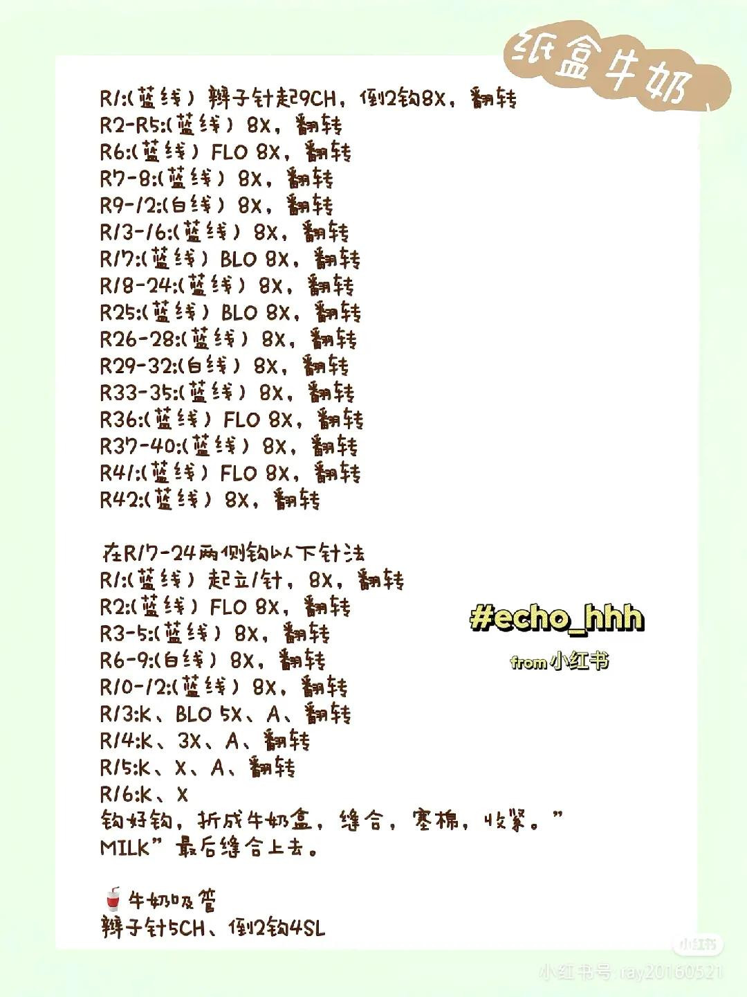 Crochet Mini Picnic Lunch Box Set Pattern with Sandwich, Milk, and Fruits