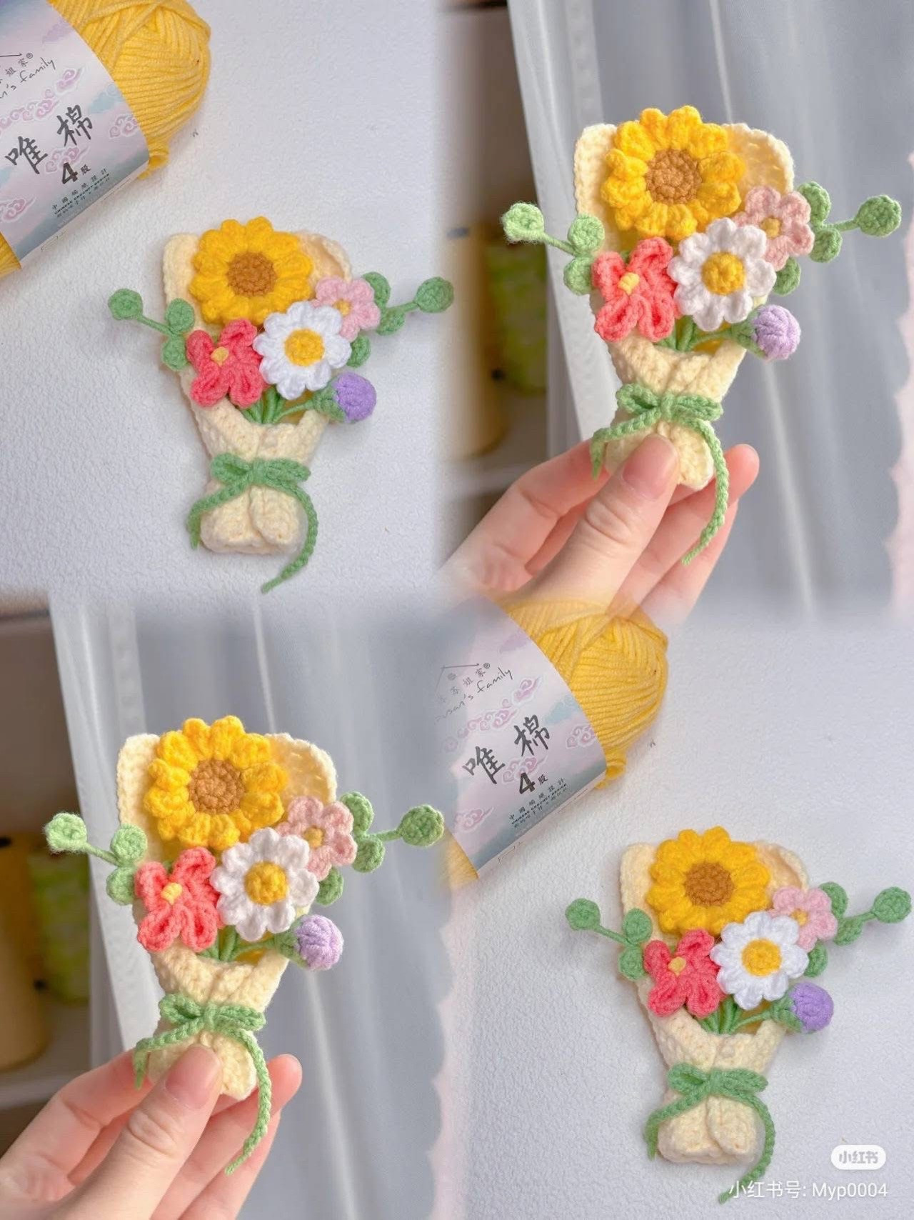 Crochet Mini Spring Flower Bouquet Pattern Tutorial