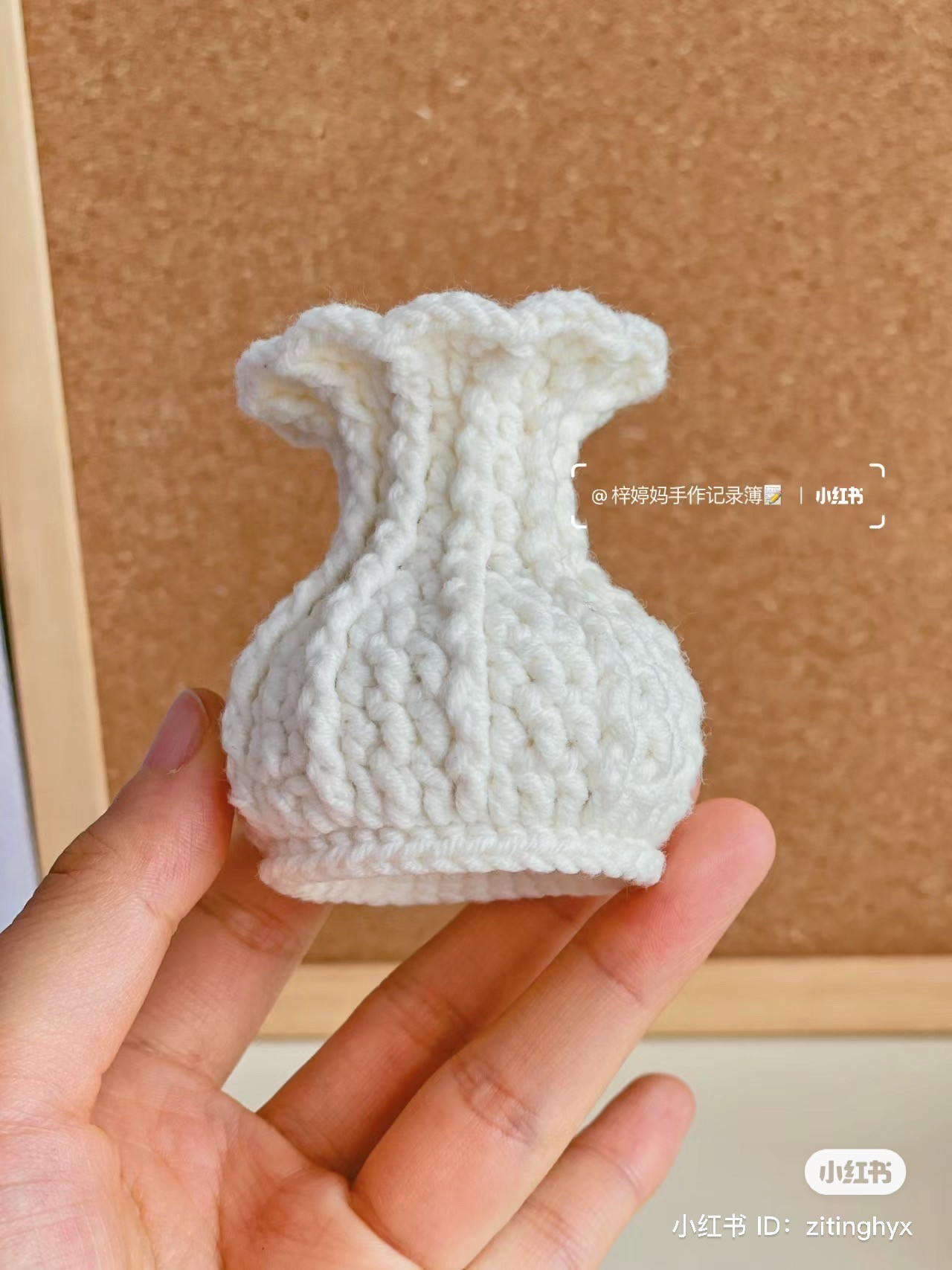 Crochet Mini Vase Pattern with Pink and White Flowers