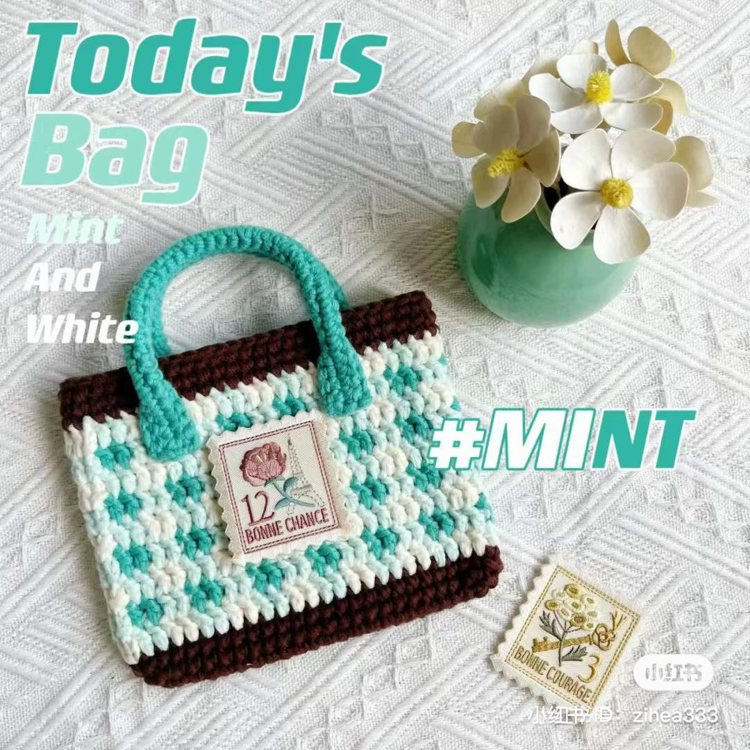 Crochet Mint and White Checkered Bag Pattern Tutorial with Chart