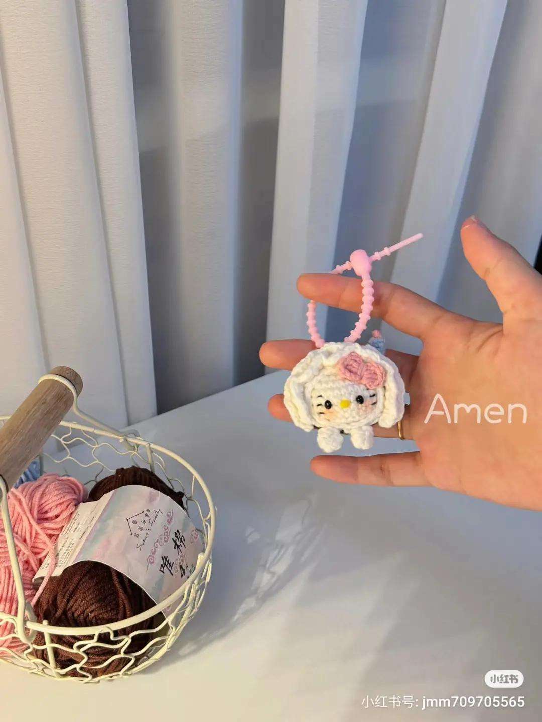 Crochet Mint Chocolate Dango Hello Kitty Amigurumi Keychain Pattern Tutorial