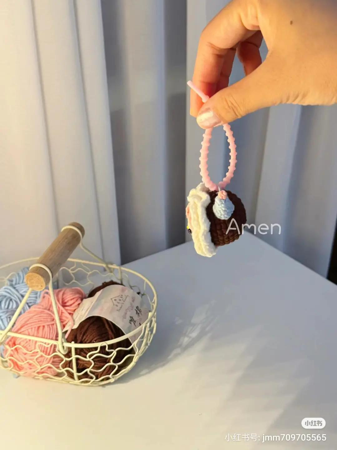 Crochet Mint Chocolate Dango Hello Kitty Amigurumi Keychain Pattern Tutorial