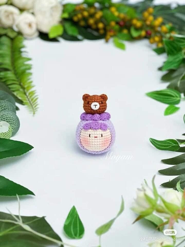 Crochet Mochi Cake Doll with Bear, Pig, and Rabbit Toppers Pattern