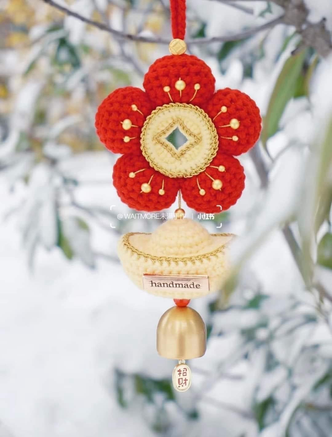 Crochet Money Flower and Ingot Ornament Pattern Chart