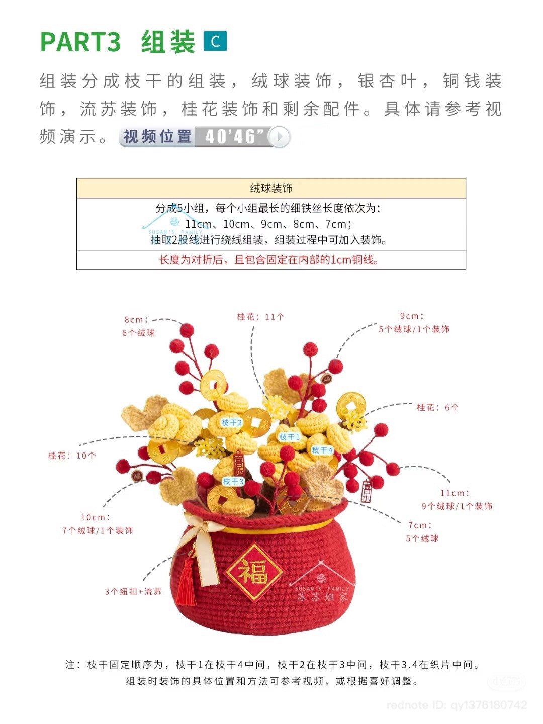 Crochet Money Pot Pattern with Gold Ingot and Ginkgo Tree