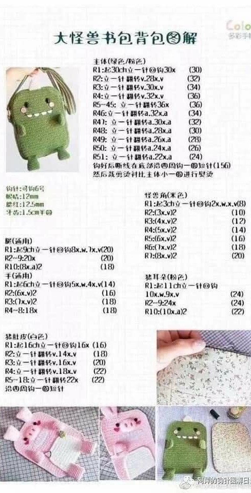 Crochet Monster Backpack Chart Tutorial