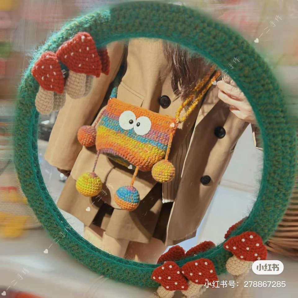 Crochet Monster Bag Pattern: Colorful Rainbow Design with Ball Legs