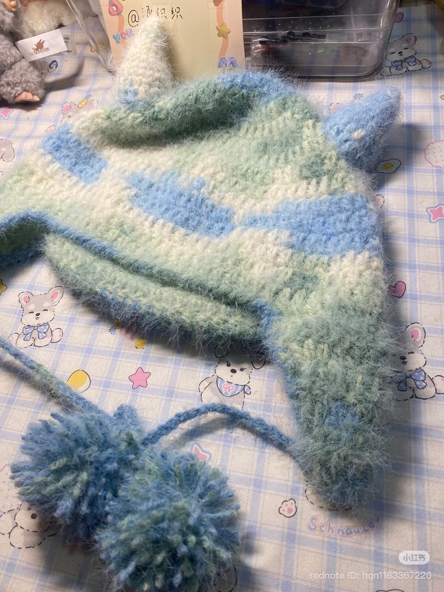 Crochet Monster Flight Hat with Horns and Ear Flaps Pattern Chart