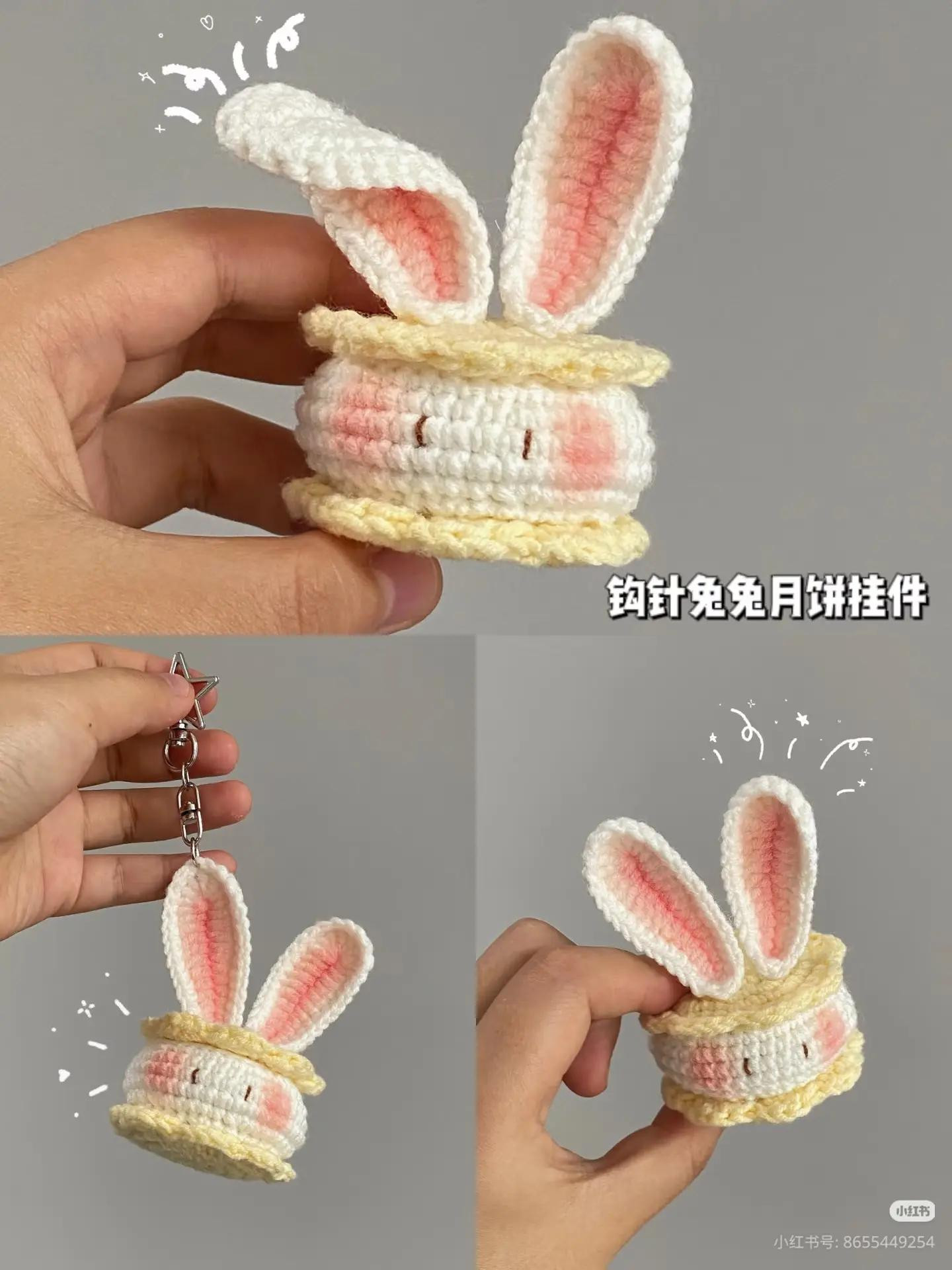 Crochet Mooncake Rabbit Keychain Tutorial and Chart