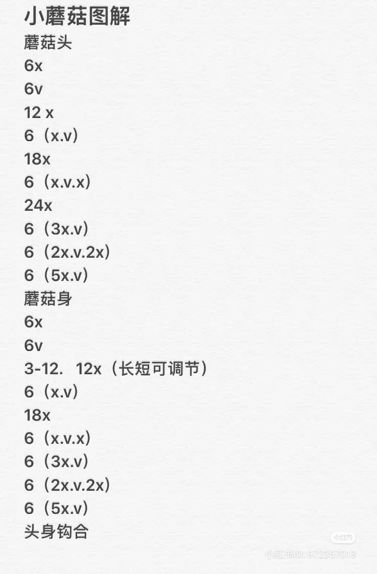 Crochet Mushroom Amigurumi Pattern Chart with Instructions