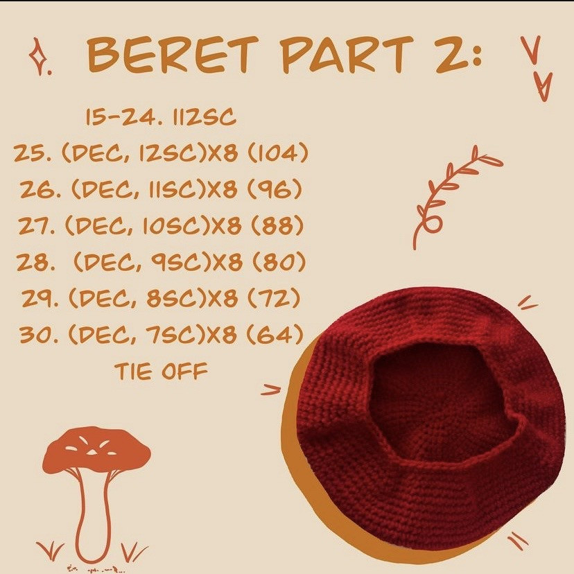 Crochet Mushroom Beret Pattern: Red with White Spots