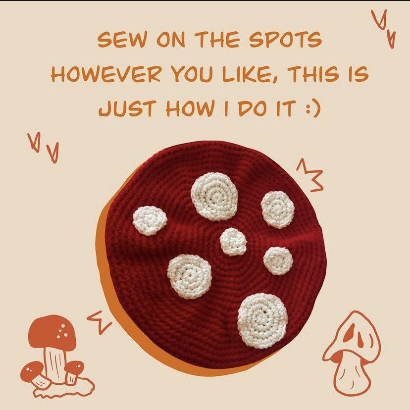 Crochet Mushroom Beret Pattern: Red with White Spots