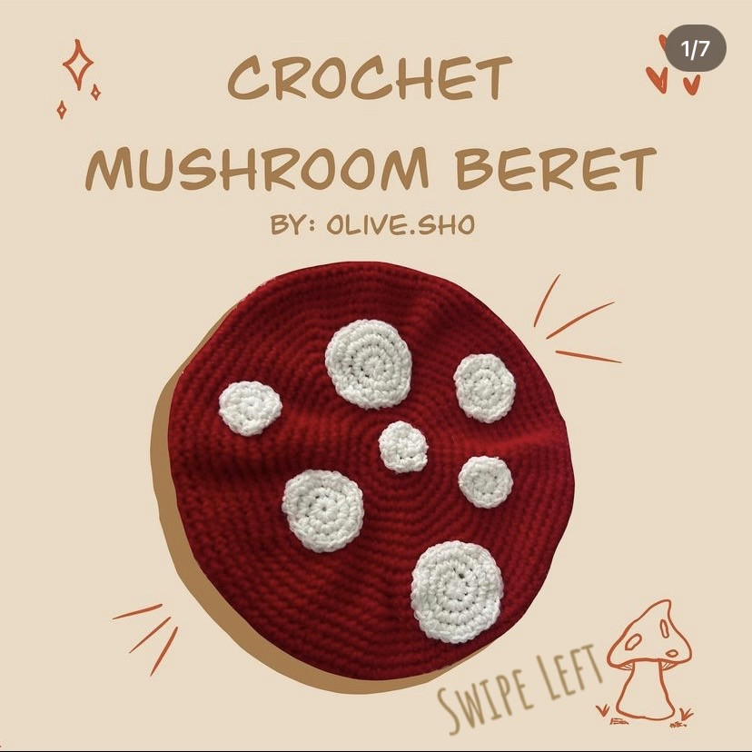 Crochet Mushroom Beret Pattern: Red with White Spots