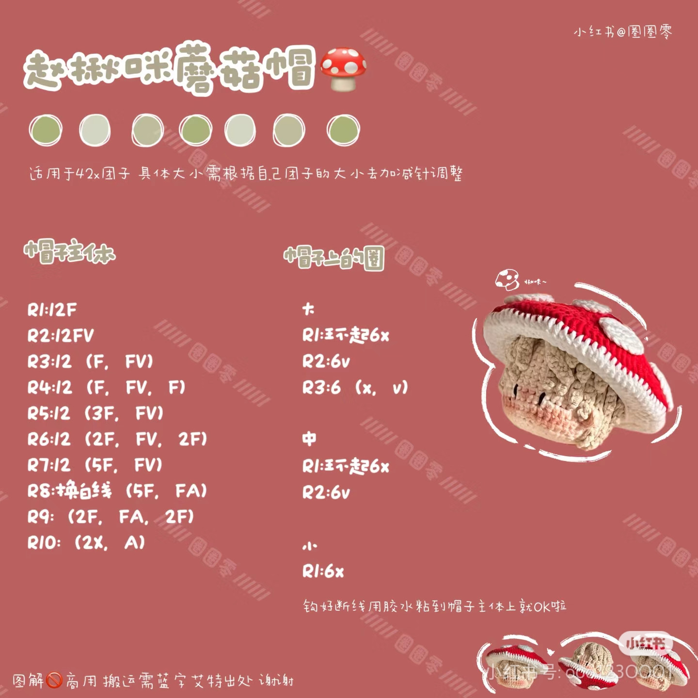 Crochet Mushroom Hat Pattern Chart for Amigurumi Head