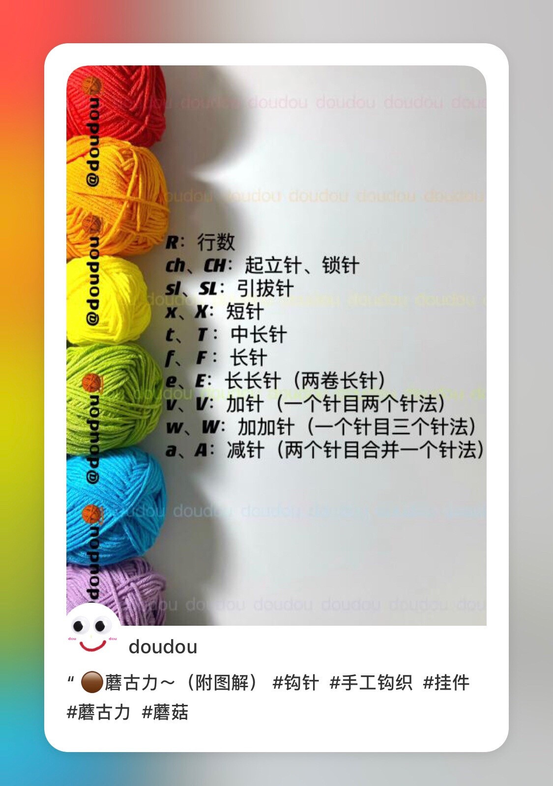 Crochet Mushroom Keychain Pattern Chart (Mogu Li Style)