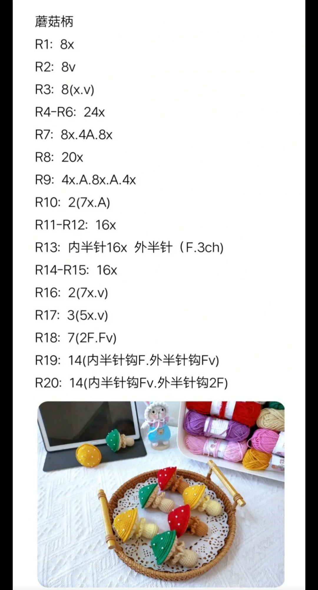 Crochet Mushroom Umbrella Amigurumi Pattern Chart