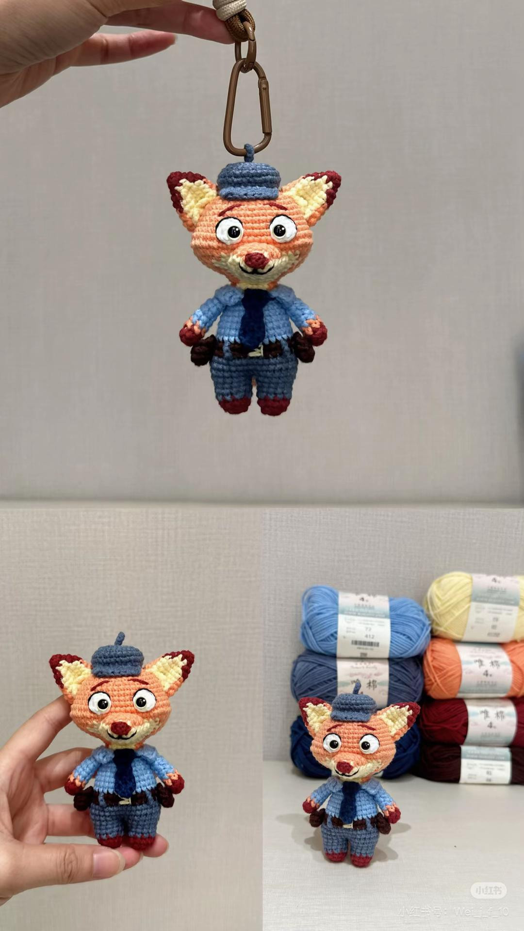 Crochet Nick Wilde Amigurumi Keychain Doll Pattern Chart