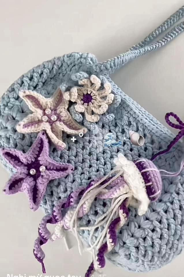 Crochet Ocean Theme Bag Chart: Starfish, Shells, and Jellyfish