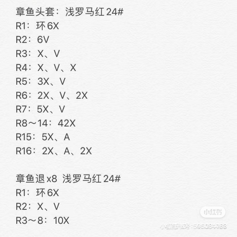 Crochet Octopus Dumpling Keychain Pattern Chart