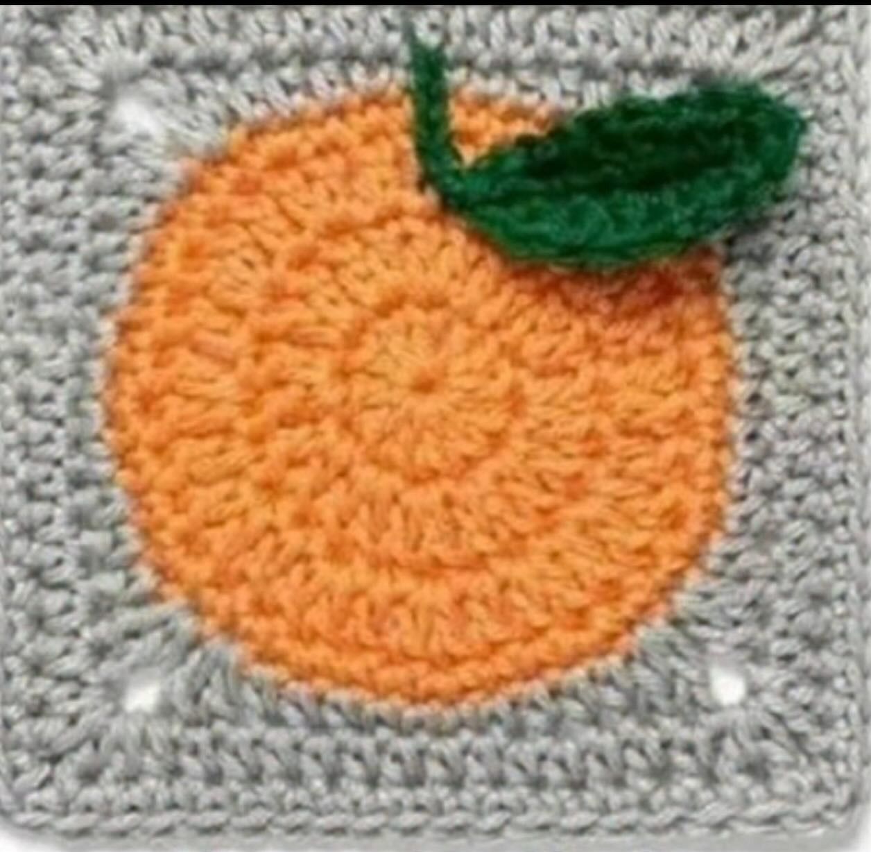 Crochet Orange Granny Square Flat Chart Pattern