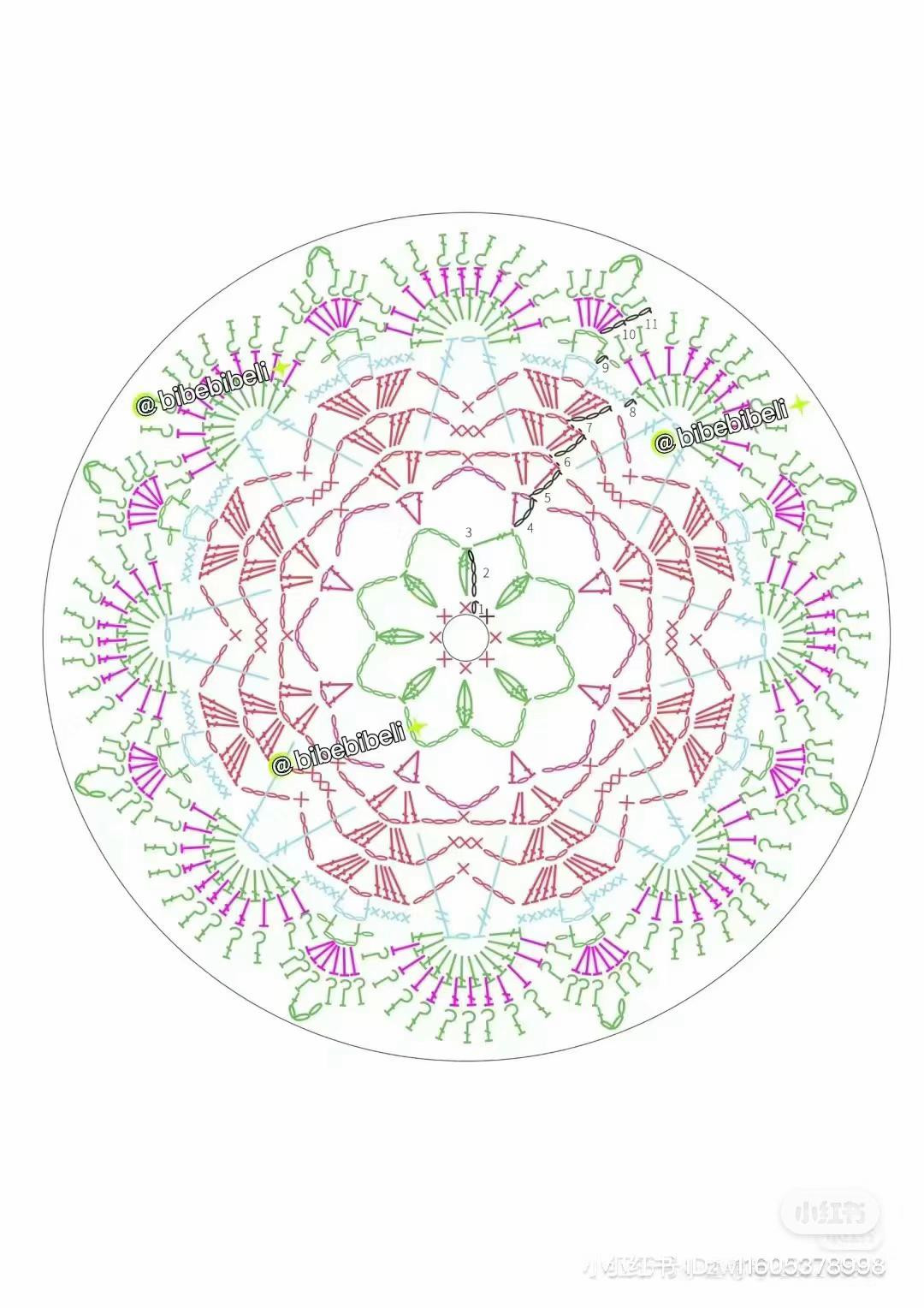 Crochet Orange Slice Fan Chart: Vibrant Green, Yellow, and Orange Pattern with Wooden Handle