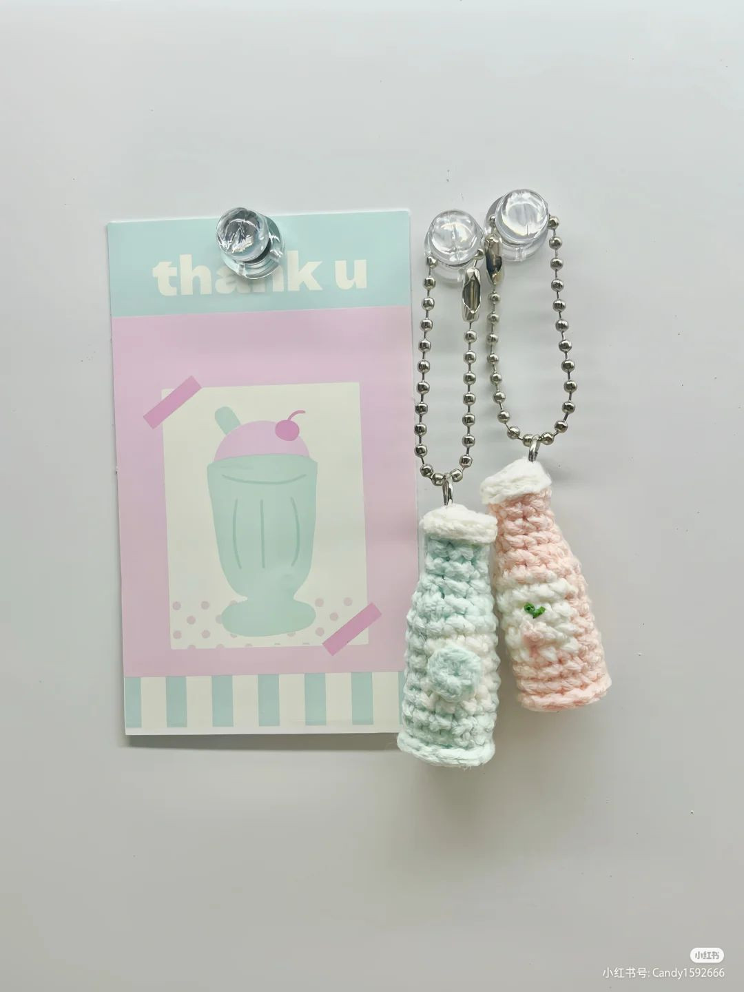 Crochet Pastel Fruit Soda Bottle Keychains Pattern