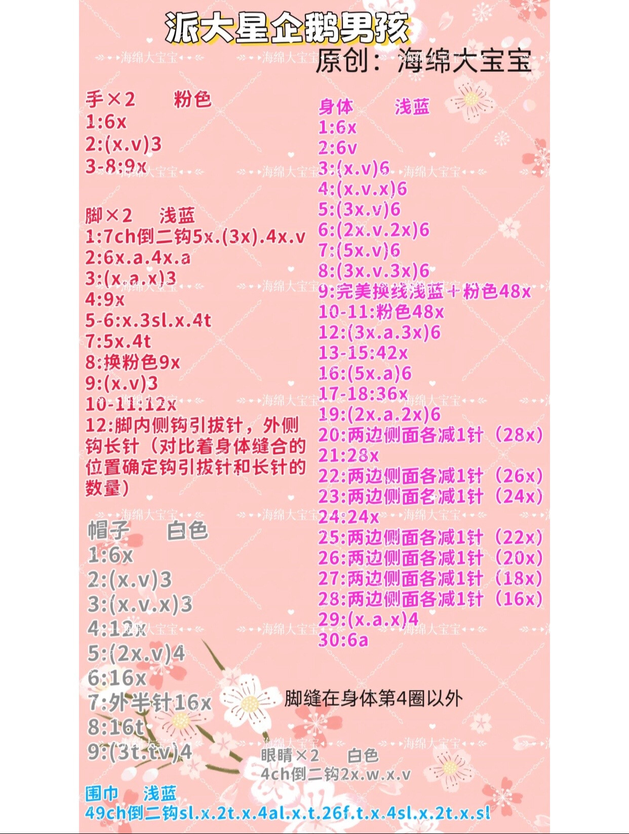 Crochet Patrick Star Penguin Boy Doll Pattern Tutorial