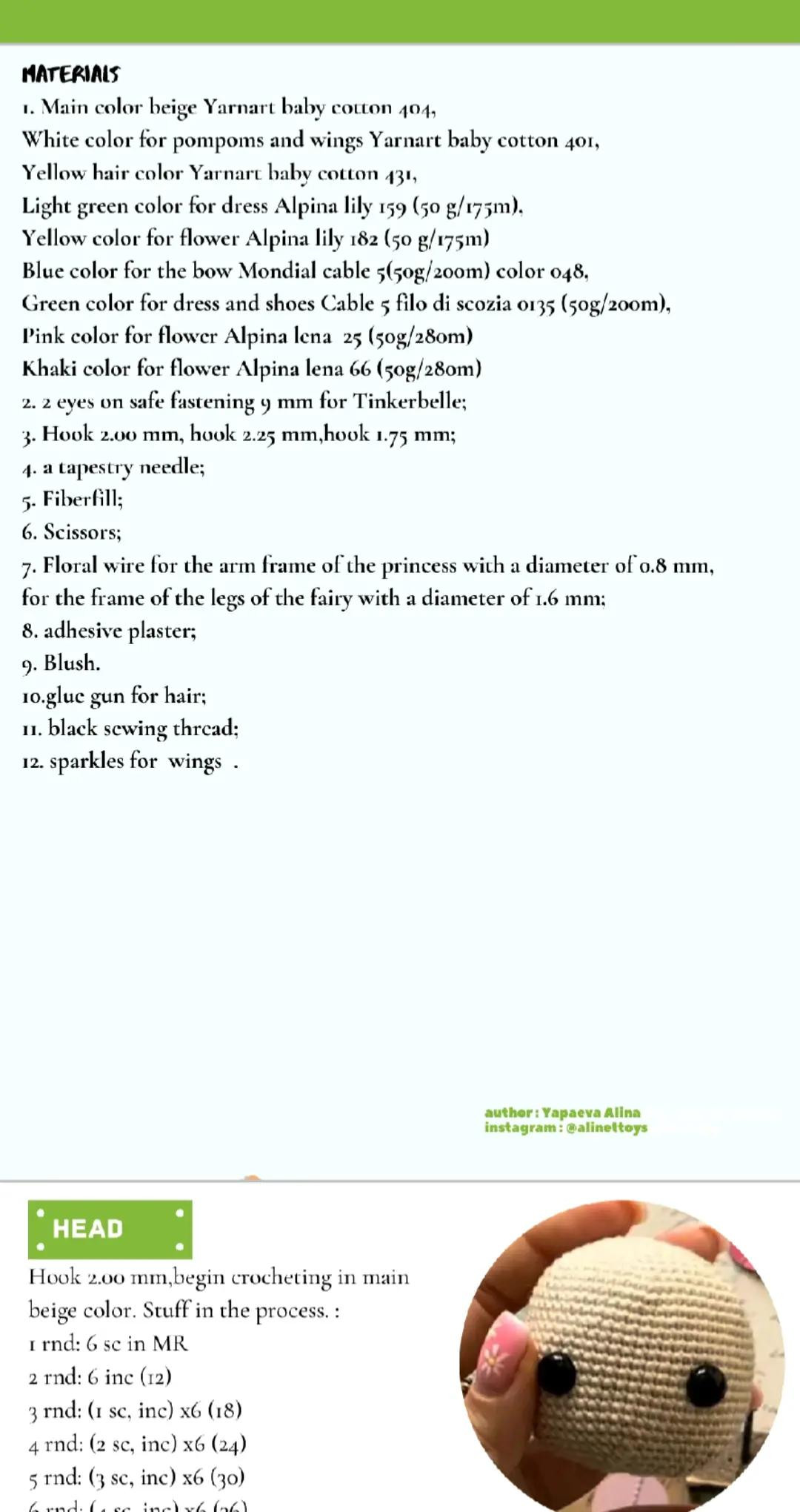 Crochet Pattern Amigurumi Fairy Tinker Bell Doll