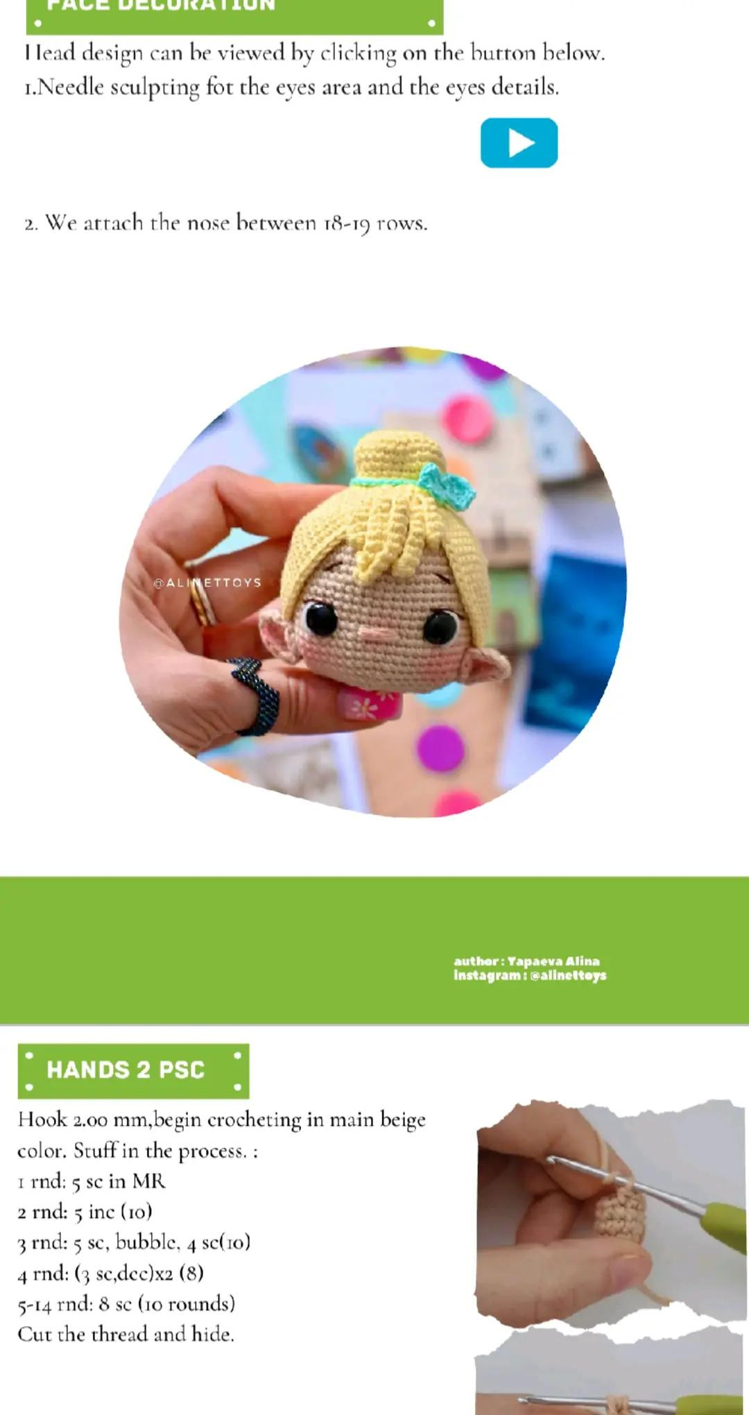 Crochet Pattern Amigurumi Fairy Tinker Bell Doll
