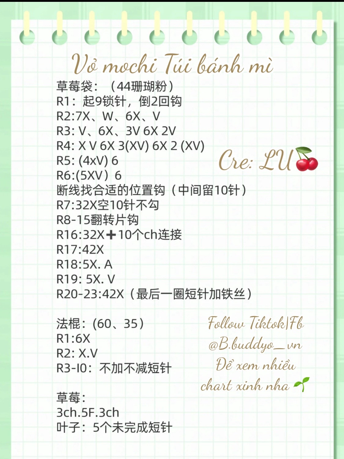 Crochet Pattern: Bread Bag Mochi Doll with Strawberries