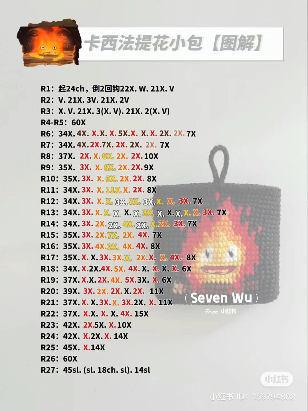 Crochet Pattern: Charcoal (Kazihiko) Pixel Art Bag