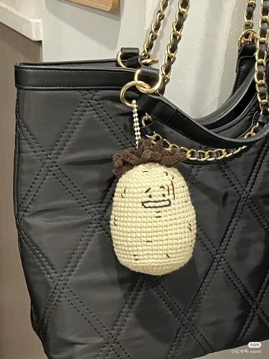 Crochet Pattern Chart: Cute Brown Bear Donut with Cherry and Yellow Record Player