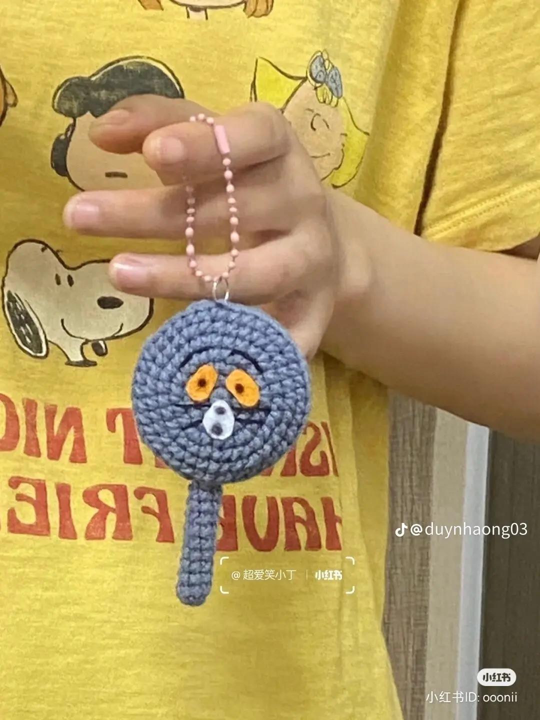 Crochet Pattern Chart: Cute Brown Bear Donut with Cherry and Yellow Record Player