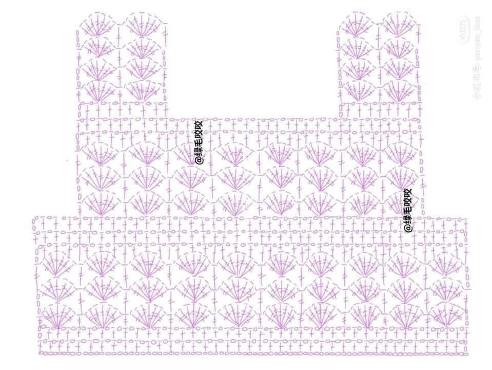 Crochet Pattern Chart for Beige Shell Stitch Sleeveless Crop Top