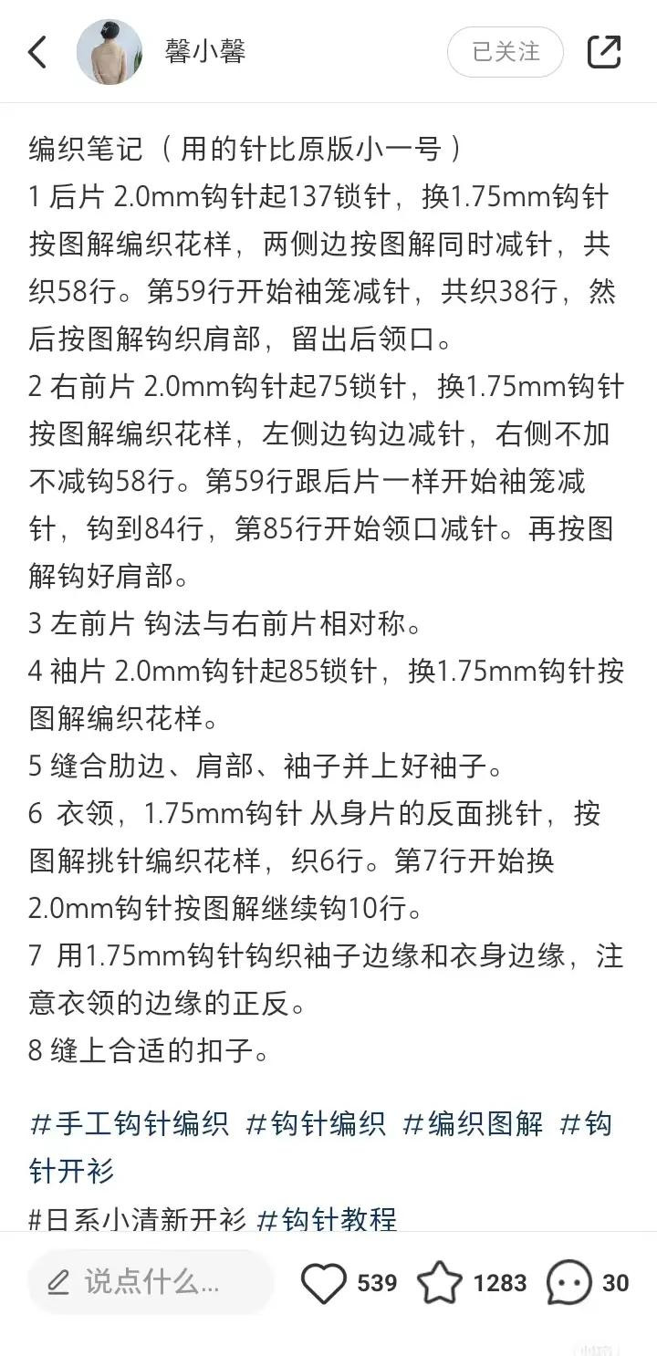 Crochet Pattern Chart for Beige Short-Sleeved Collared Cardigan with Lace Stitch Details