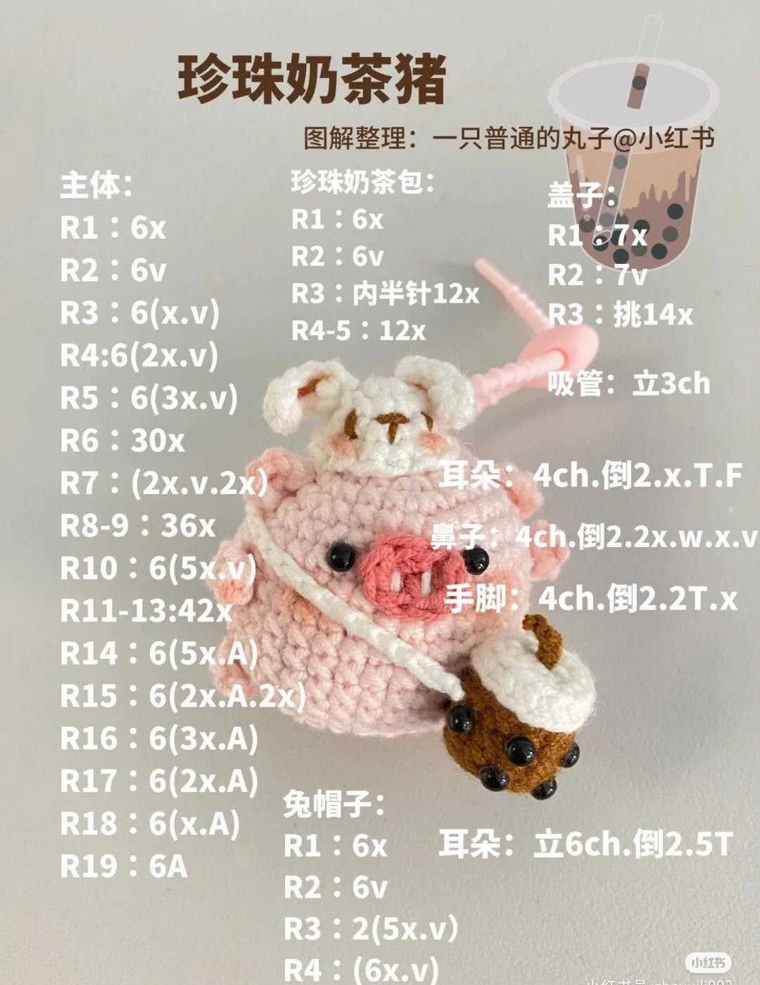 Crochet Pattern Chart for Cute Cat Amigurumi Doll with Hoodie
